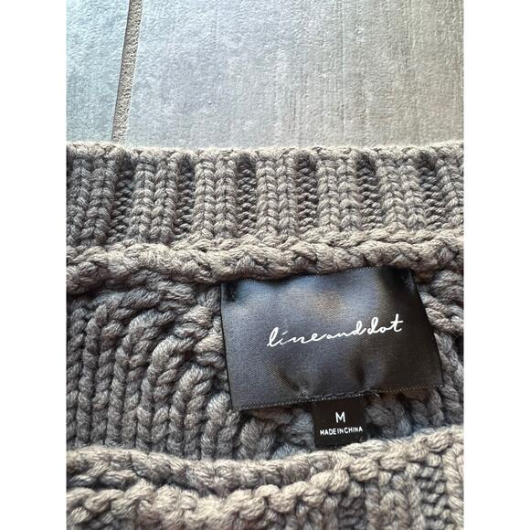 $113 LINE & DOT Revolve Designer Jasper Fringe Sweater Heavyweight Cable Knit M - Picture 6 of 10